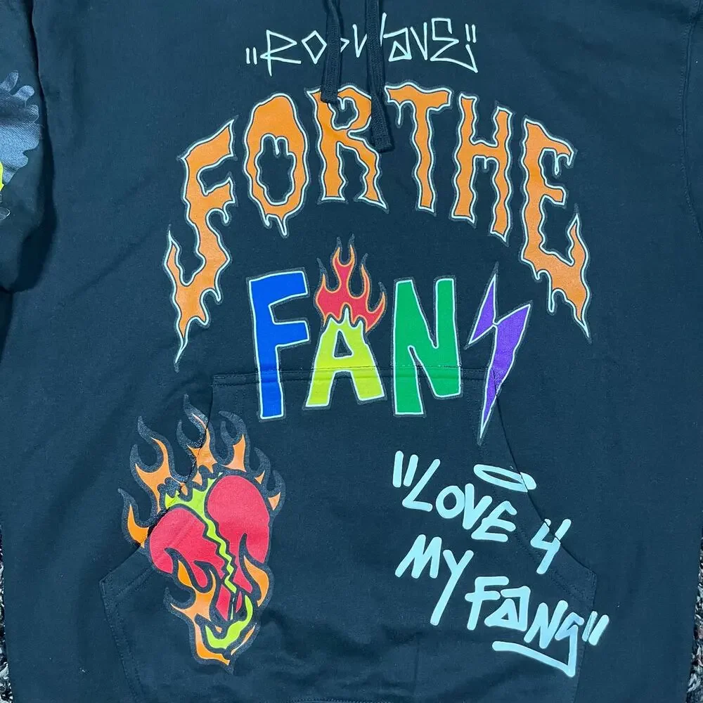 Rod Wave Soul Fly For‎ the Fans Black pullover Hoodie Mens Sz L New